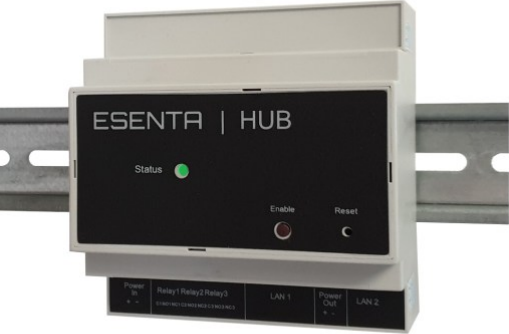 ESENTA HUB Sicherheitsmodul mit Relais auf Hutschiene für die Smart-Home-Anbindung